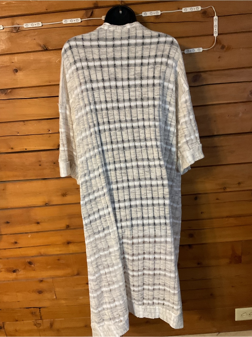 Daytrip Boho Open Knit Longline Cardigan Gray Kimono Duster Coverup Large - Picture 7 of 8